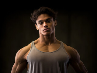 Handsome muscular male ballet dancer posing. Generative AI