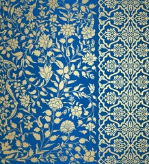 wedding card design, traditional paisley floral pattern , royal India	