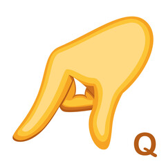 Vector Cartoon Sign Language icon Letter Q