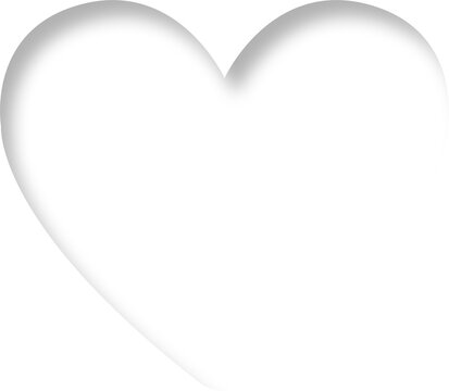 Neumorphic heart shape, rounded transparent button, Minimal button with light and shadows.