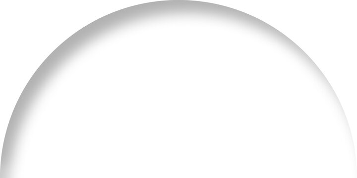 Neumorphic semicircle shape, rounded transparent button, Minimal button with light and shadows.