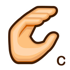 Vector Cartoon Sign Language icon Letter C