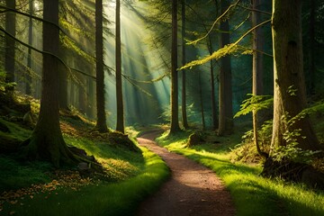 footpath in the forest generated ai