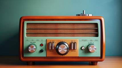 Fototapeta premium Realistic radio day background in vintage style. Generative Ai