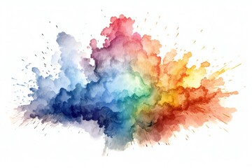 Fototapeta na wymiar Watercolor design element with rainbow colors on white background Generative AI