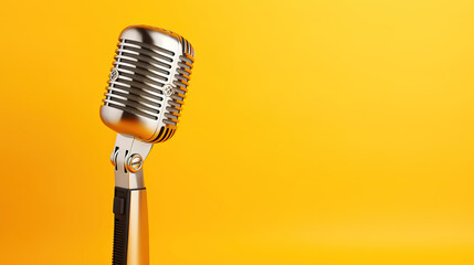 Fototapeta premium Happy world radio day february 13th vintage radio microphone. Generative Ai