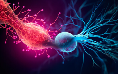 Nervous system or tumor cell concepts.microbiology sea anemone or marine life.bio system and science research.generative ai technology