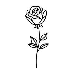 Vector Cute Cartoon Stylish Rose Icon Isolated