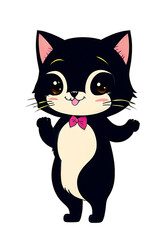 Obraz premium black cat with pink bow. ai generated