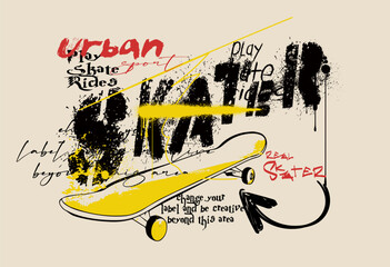 Urban typography street art graffiti slogan print with spray splash effect, urban skater graffiti style spray art slogan for t shirt or sweatshirt © Sukman