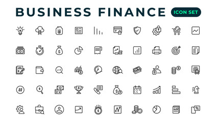 Business and Finance line icons set. Businessman outline icons collection. Money, investment, teamwork, meeting, partnership, meeting, work success.Outline icon .
