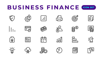 Business and Finance line icons set. Businessman outline icons collection. Money, investment, teamwork, meeting, partnership, meeting, work success.Outline icon .