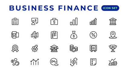 Fototapeta na wymiar Business and Finance line icons set. Businessman outline icons collection. Money, investment, teamwork, meeting, partnership, meeting, work success.Outline icon .