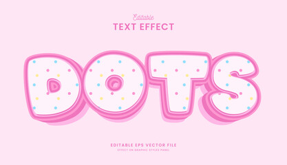 decorative editable cute pink pastel dots text effect vector design