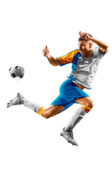 Fototapeta na wymiar football soccer player in action isolated white background