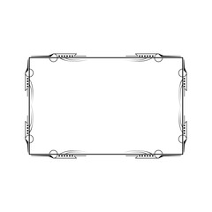 Abstract Black Simple Line Rectangular Frame Doodle Outline Element Vector Design Style Sketch Isolated Illustration For Wedding And Banner