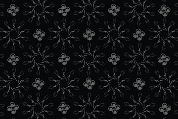 Vector seamless abstract pattern in black background.