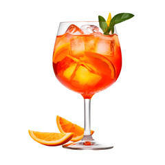 Alcoholic Aperol Spritz Cocktail in glass with orange slices, Isolated on transparent background © Mrt