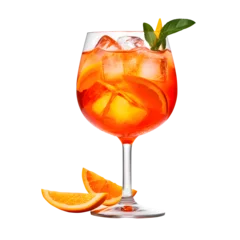 Foto op Plexiglas Alcoholic Aperol Spritz Cocktail in glass with orange slices, Isolated on transparent background © Mrt