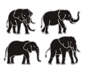 Elephant  vector illustration illustration with black block consisting of three images