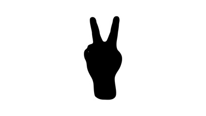 Hand gesture V sign, silhouette