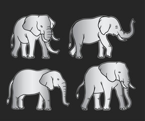 Obraz premium illustration of a Elephant's vector image with white and grey gradations consisting of three images