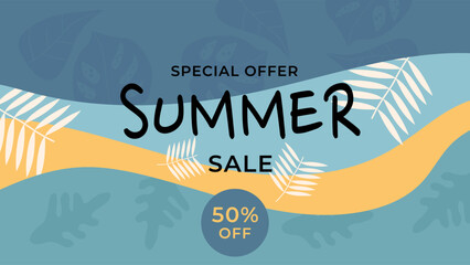ABSTRACT SUMMER SALE DISCONT BANNER PROMOTION BACKGROUND PASTEL COLOR VECTOR. GOOD FOR SOCIAL MEDIA POST, COVER , POSTER 