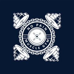 Vector Black and White barbell Plate, logo design