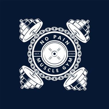 Vector Black and White barbell Plate, logo design