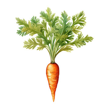 Watercolor carrot. Vegetable clipart illustration. Generative AI