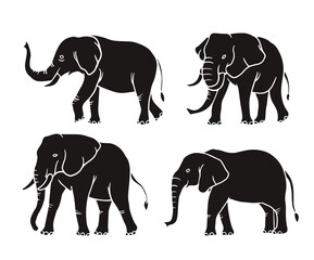 Silhouette Elephant  vector illustration consisting of three images