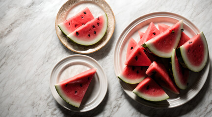 Pieces of watermelons on a table