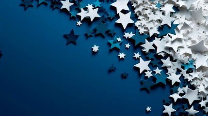 paper stars isolated on a blue background, Generative AI