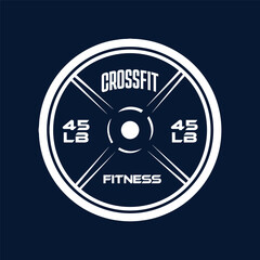CrossFit Black and White barbell Plate, logo design