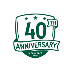 40 years anniversary celebration shield design template. 40th anniversary logo. Vector and illustration.
