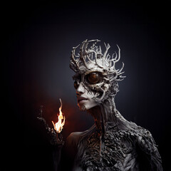 Cyborg in carnival mask