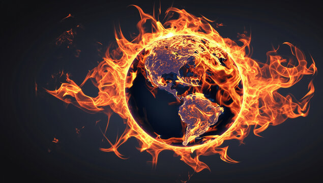 Naklejka earth in fire burning