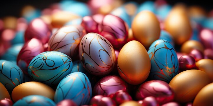 AI Generated. AI Generative. Bright color vibrant eggs background pattern eggs. Holiday easter classic traditional symbol. Graphic Art