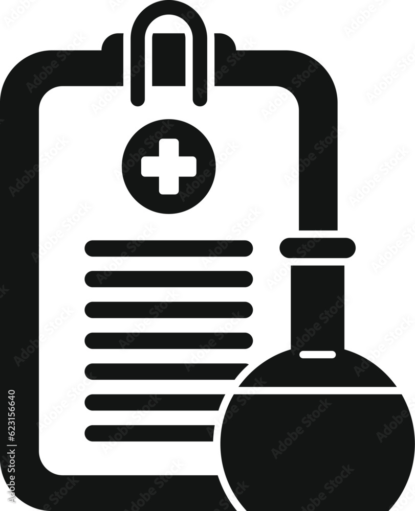 Aufkleber flask result test icon simple vector. medical lab. data kit