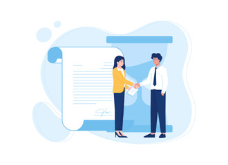 Long term work contract trending concept flat illustration