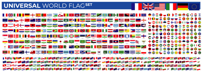 universal collection flag in world - obrazy, fototapety, plakaty