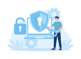 Data protection security or privacy concept flat illustration