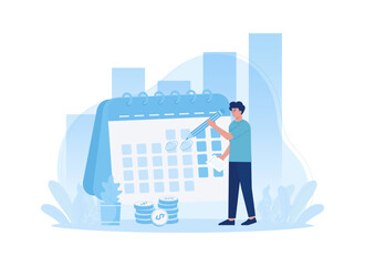 Obraz premium Fill in the calendar schedule column concept flat illustration