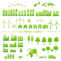 Ecology friendly green icons and elements, Vector illustration