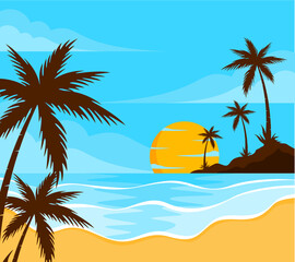beach with trees summer paradise tropical background