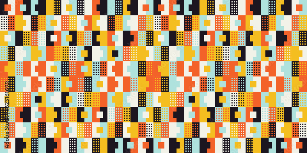 Aufkleber vector colorful patchwork. for print, seamless interior, wallpaper pattern. colored rectangles and s