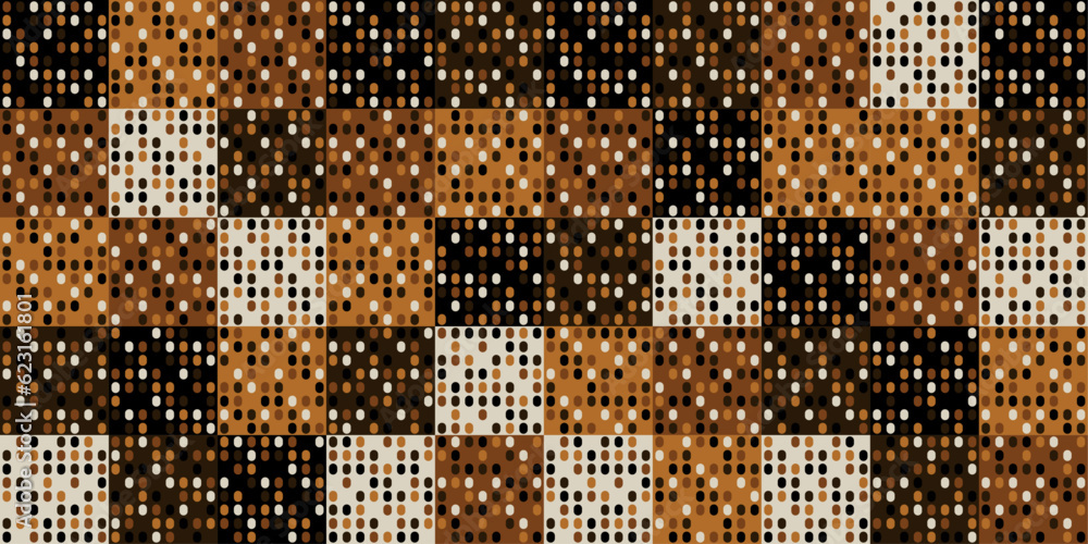 Fototapete Coffee mosaic tiles. Vector pattern from brown tiles for a seamless pattern. For print, seamless interior, wallpaper pattern.