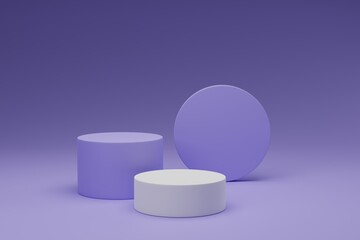 3d render minimal white podium product presentation on purple background