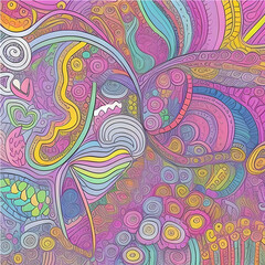 Rainbow Colourful Doogle inspired sketch Background