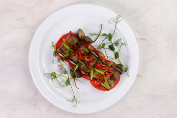 Eggplant rolls stuffed with cheese.